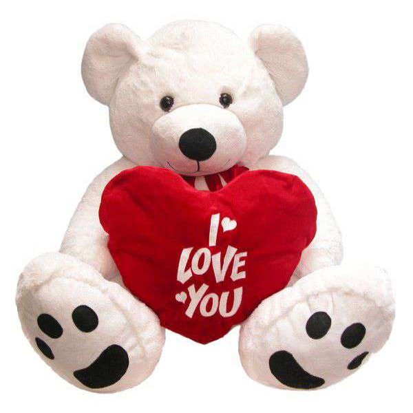 Big 3 Feet White Teddy Bear holding I Love You Heart